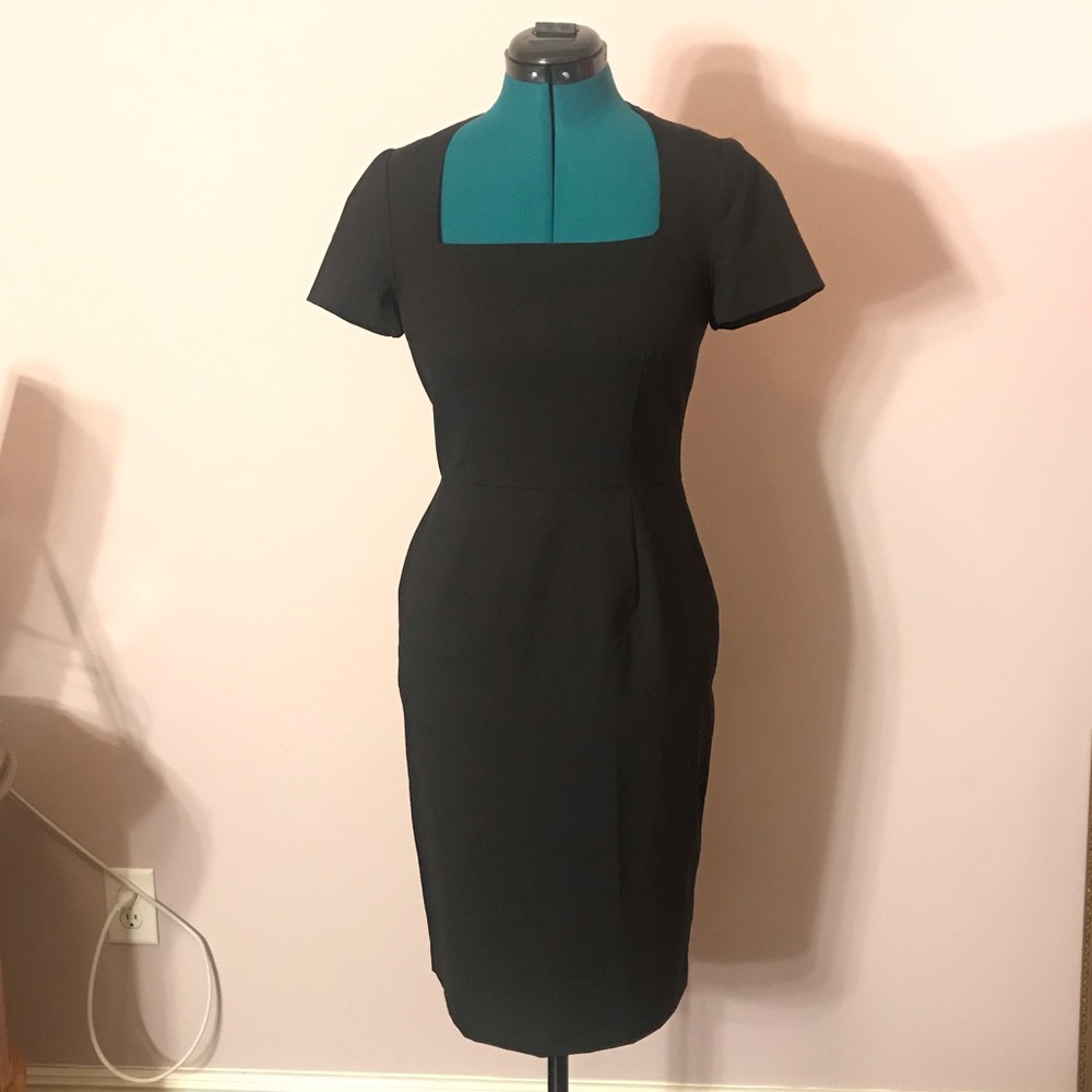 Black square neckline dress
